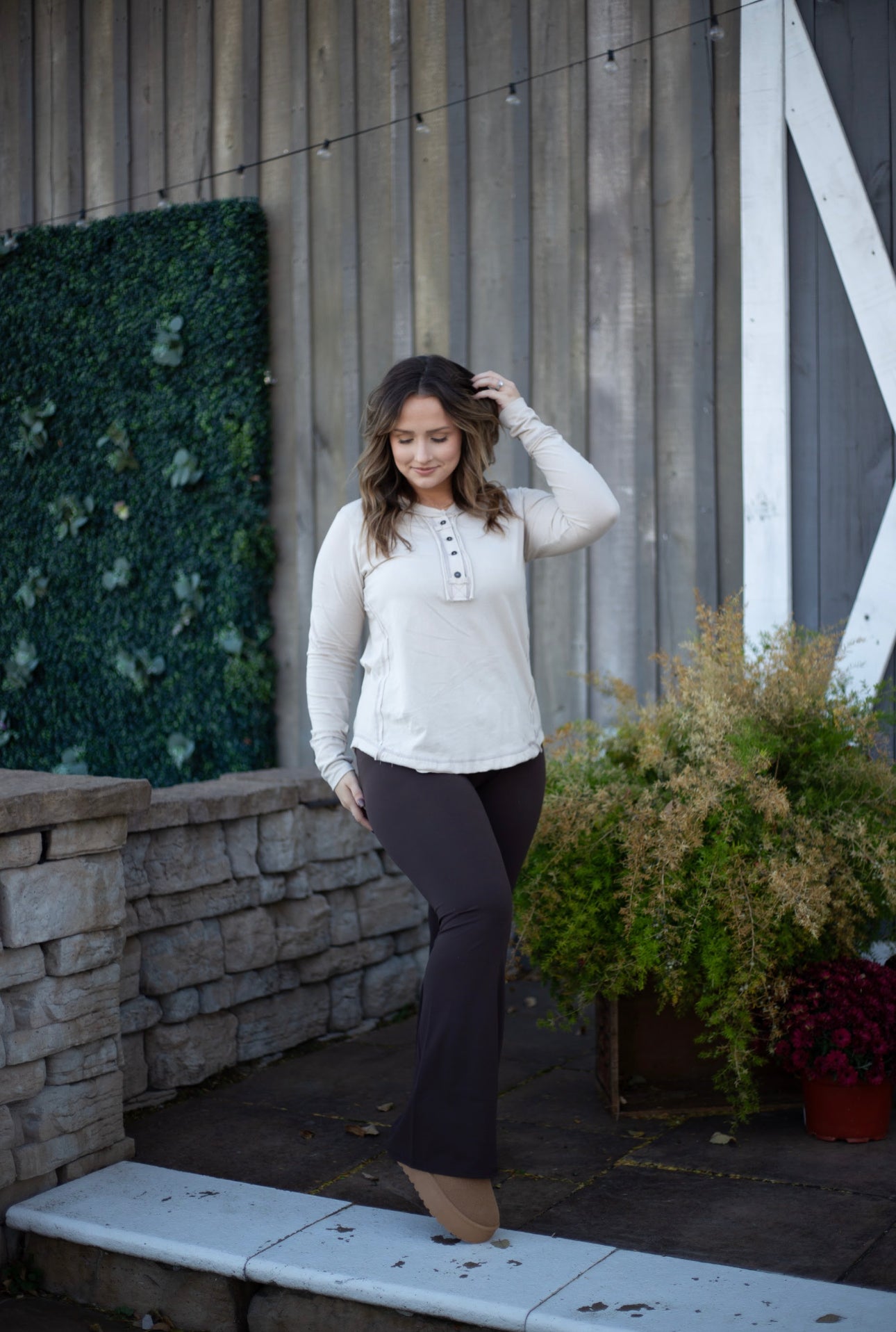 Crossover Brown Flare Leggings – Mama & Mrs Boutique