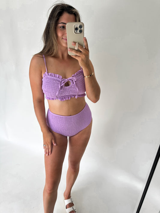 Lavender High Waisted Two Piece Swimsuit- Restock