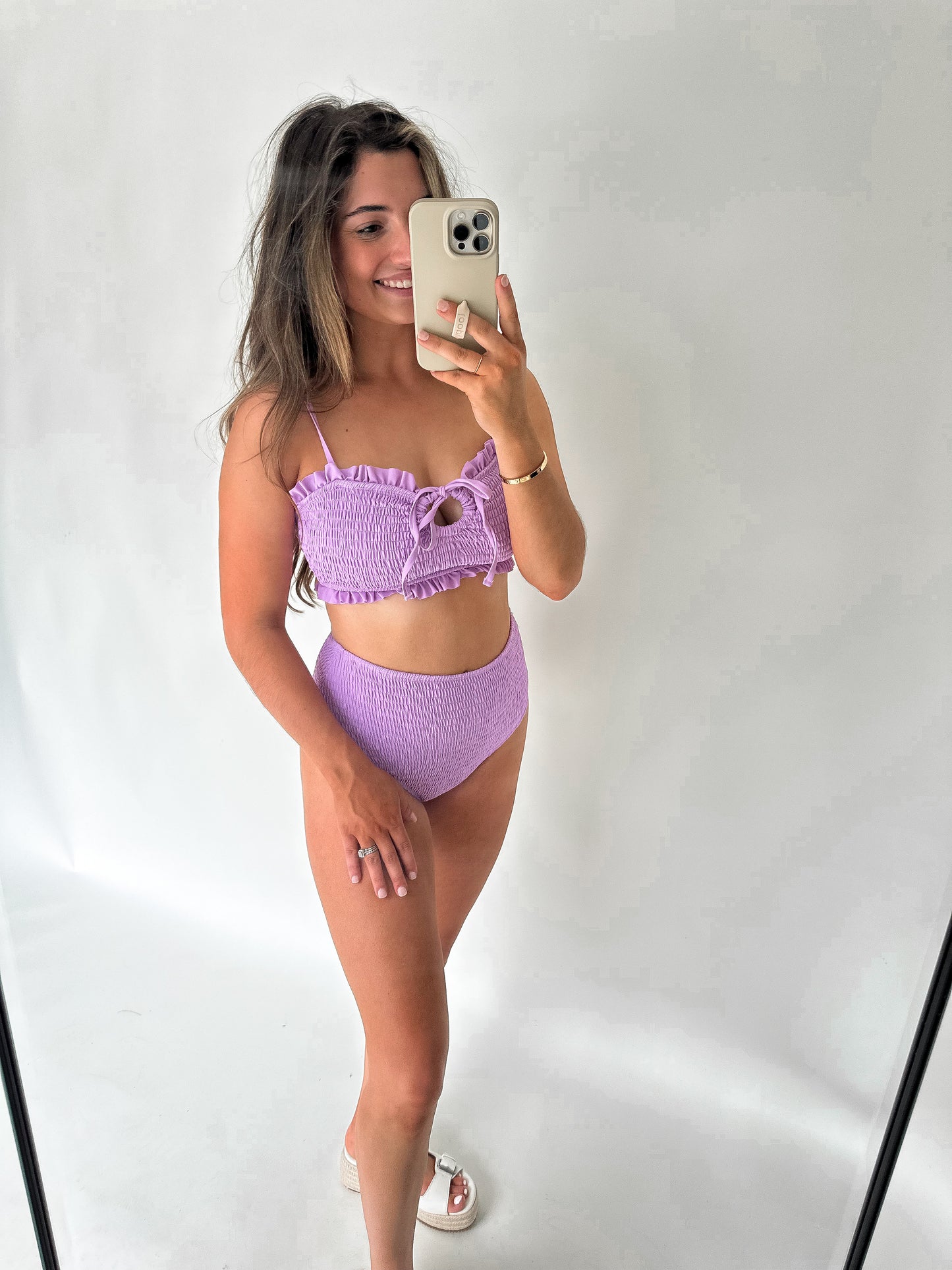 Lavender High Waisted Two Piece Swimsuit- Restock