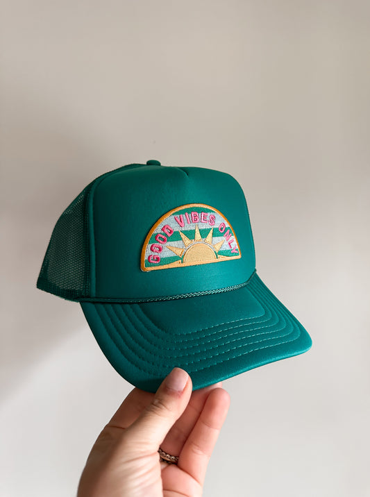 Good Vibes Only Trucker hat- Deep Teal