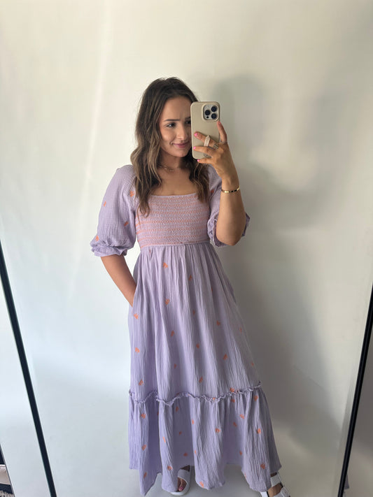 Charleston Gauze Maxi Dress- Lavender