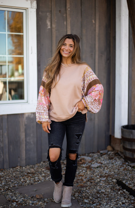 RESTOCK! Floral Statement Sleeve Pullover