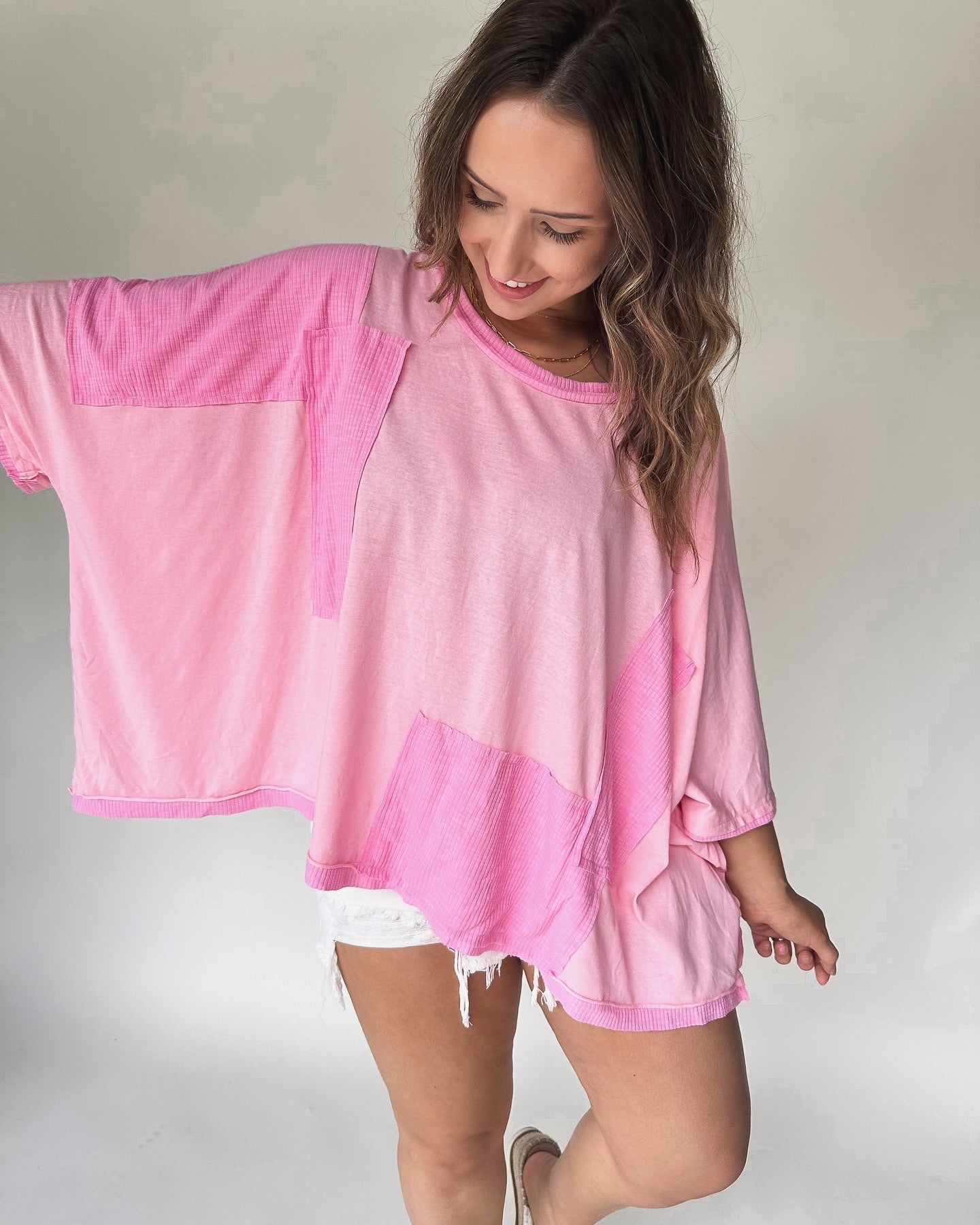 Patch me Up Boxy Tee- Pink