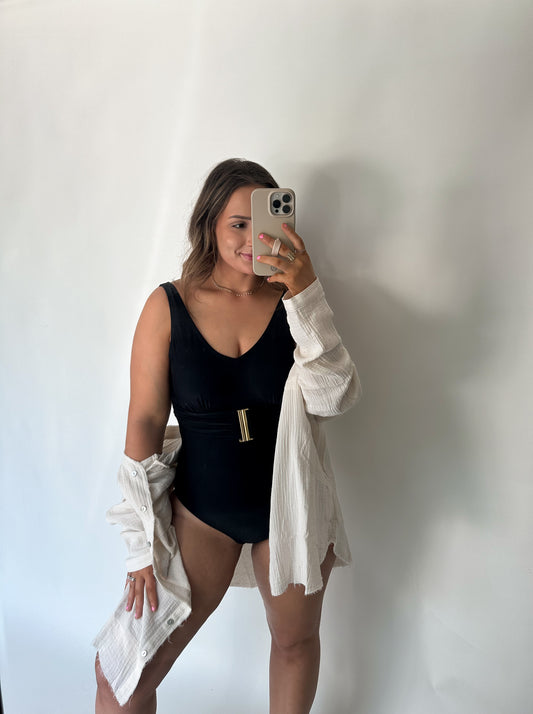 Gold Buckle One Piece Swimsuit