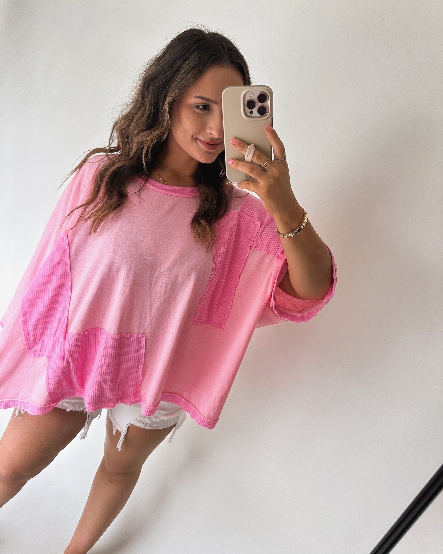 Patch me Up Boxy Tee- Pink